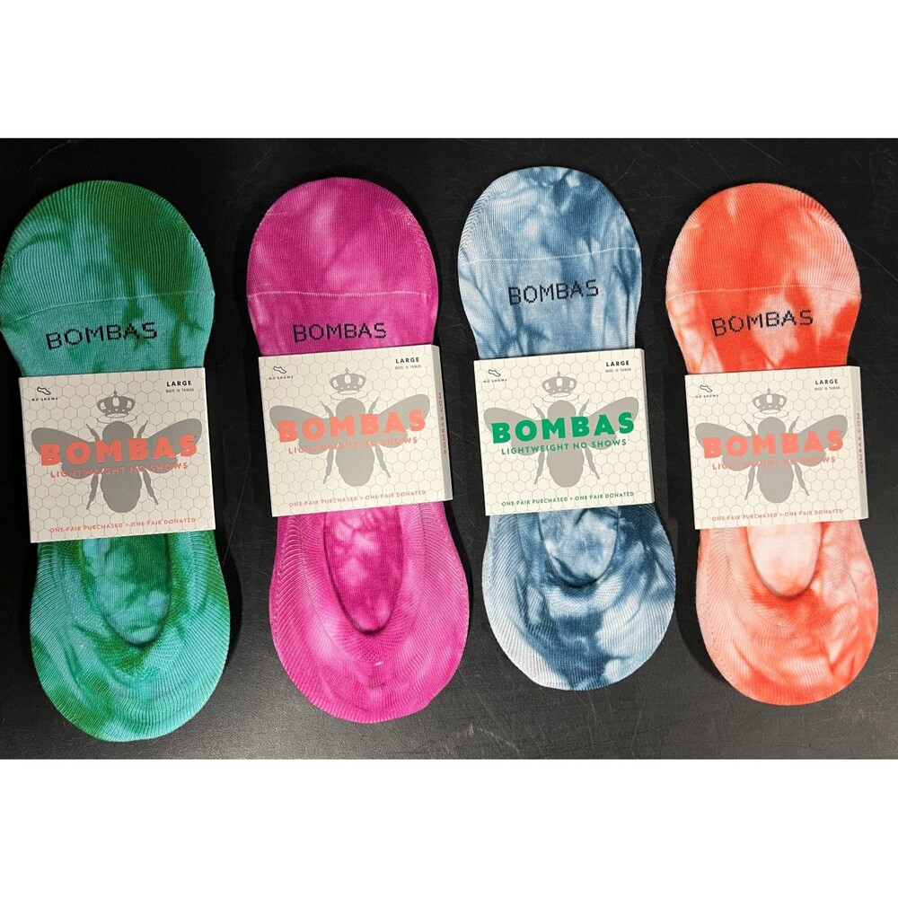 4 Pack Bombas Women's Lightweight Tie Dye No Show Socks Size Large 9.5-13 NEW - Picture 2 of 5